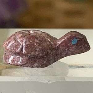 Native American Style Zuni Turtle Fetish Bead Carved Stone Miniature Animal .7"